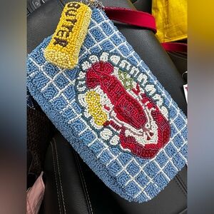 Popular hand beaded lobster dinner bag with butter bag charm- Blue, Red, Yellow